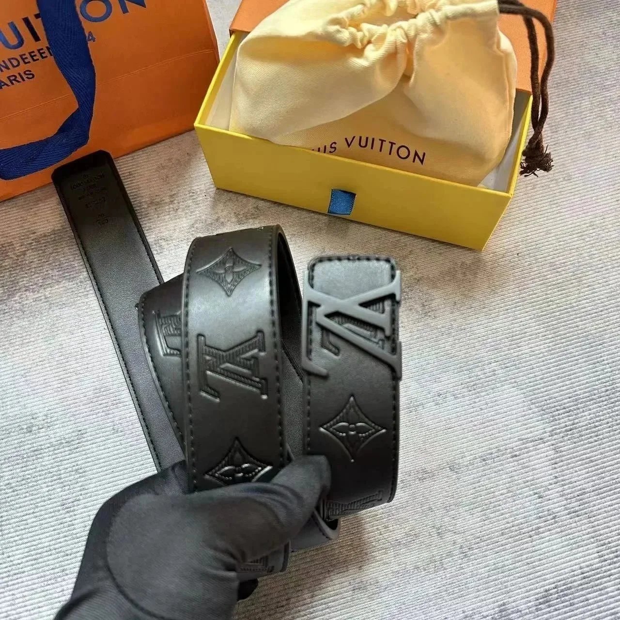 Louis Vuitton Shape Belt Monogram Shadow 40mm Black