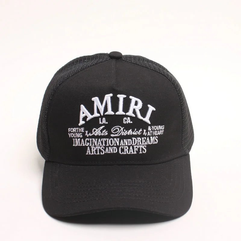 AMIRI Black Mesh Trucker Hat with Embroidered Logo