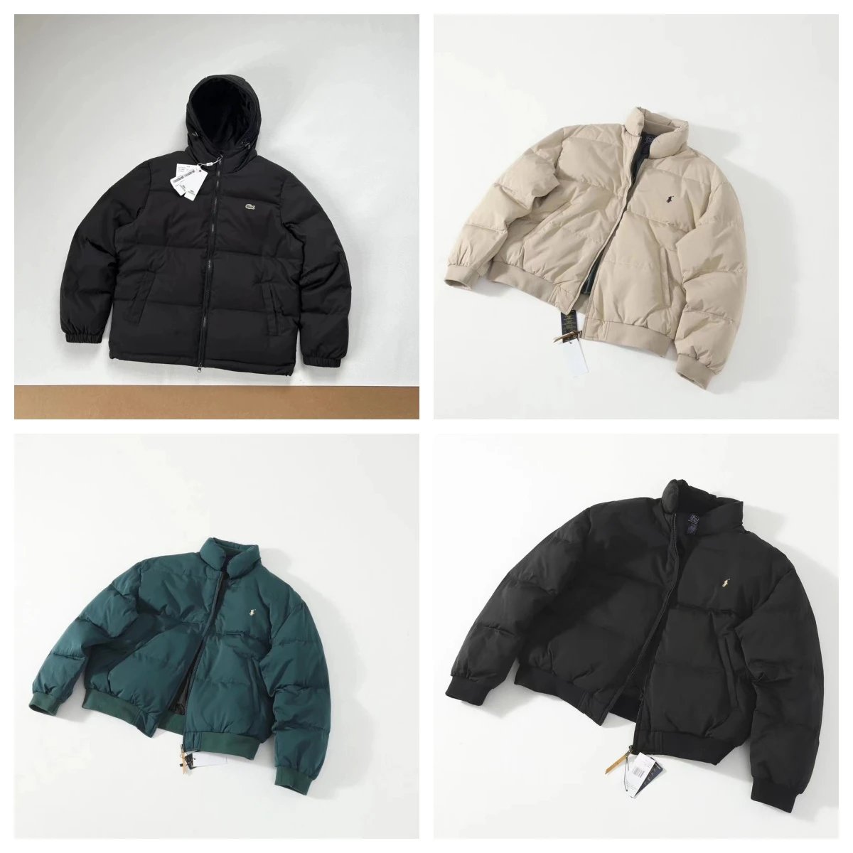 Men's Puffer Jacket with Hood and Logo Embroidery