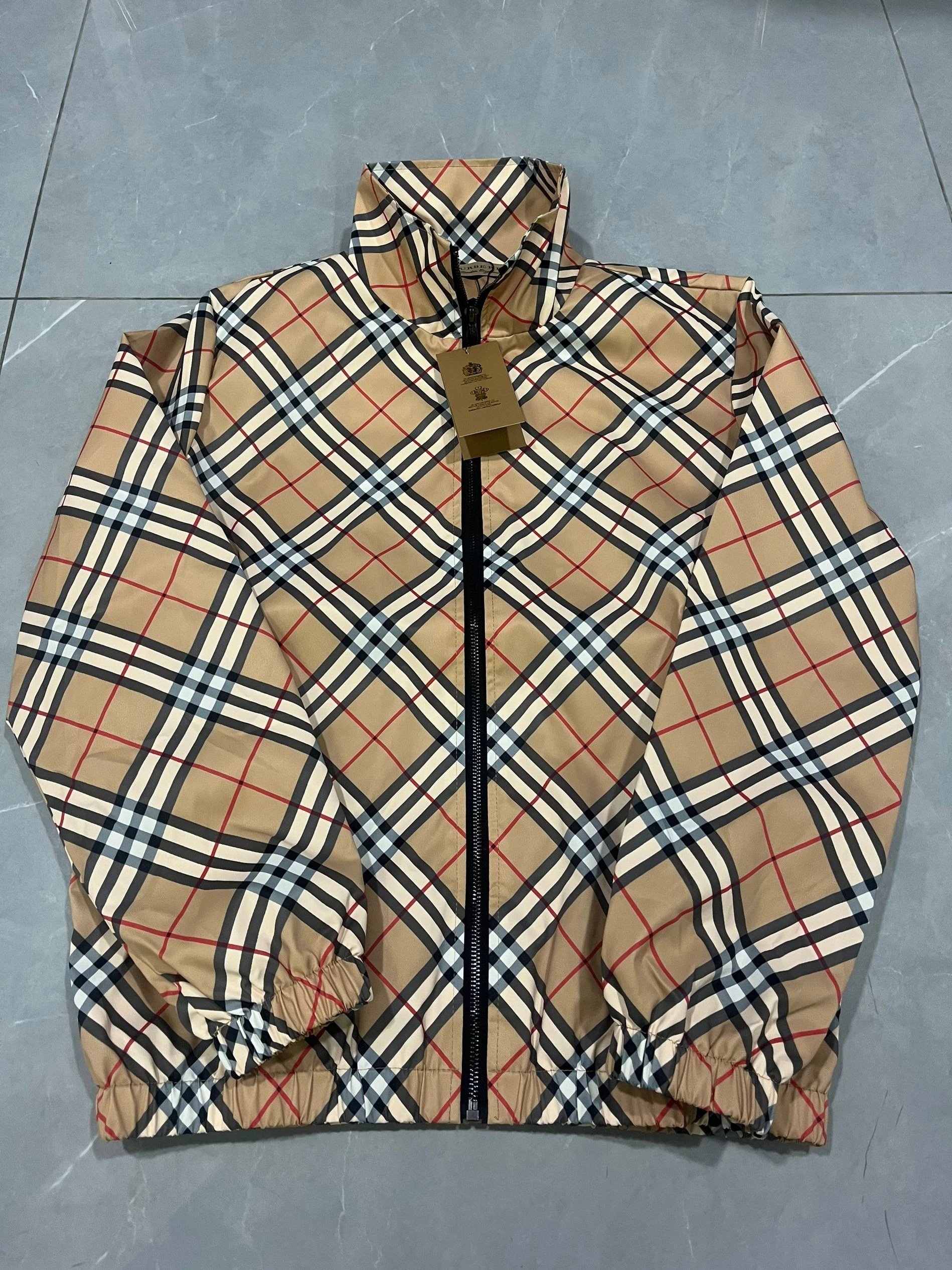 Burberry Check Pattern Windbreaker Jacket for Men