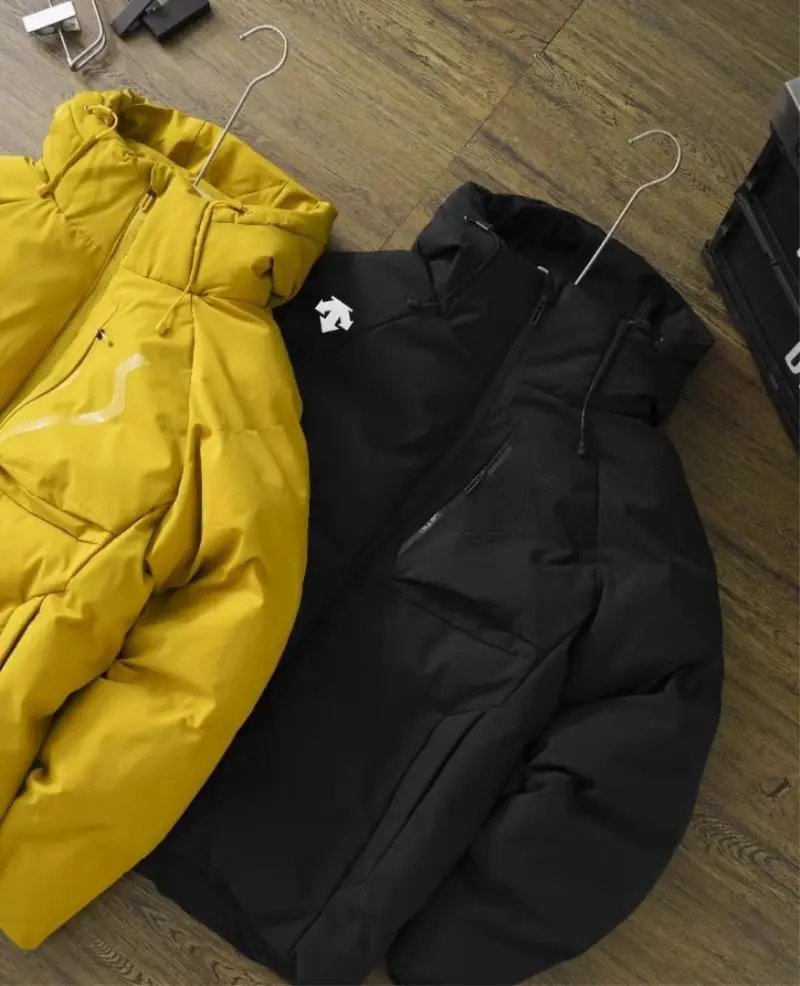 Men's Lightweight Down Jacket - Black and Yellow Winter Coat