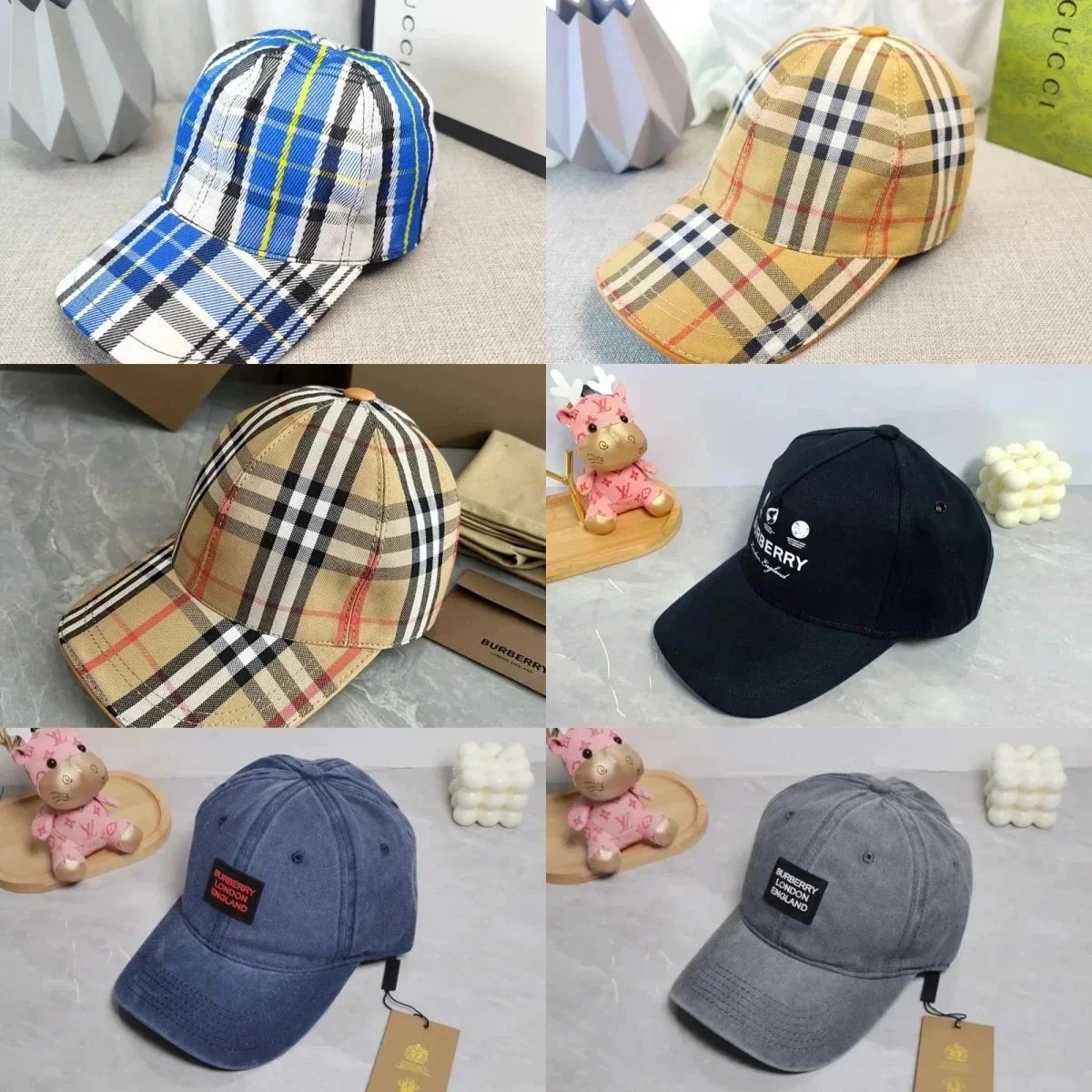 Burberry Plaid Baseball Cap Classic Check Pattern Hat for Men Women