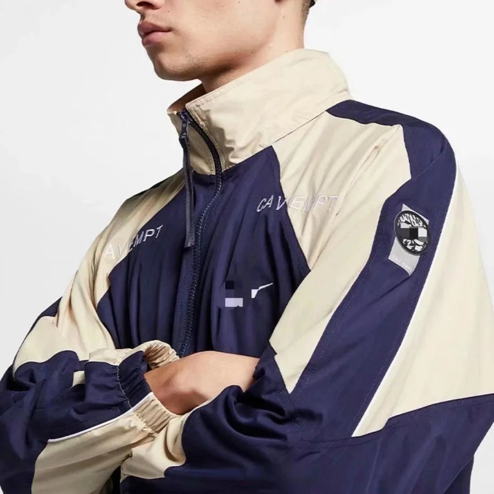 CAVENPT Men's Color-Blocked Track Jacket Lightweight Windbreaker Sportwear