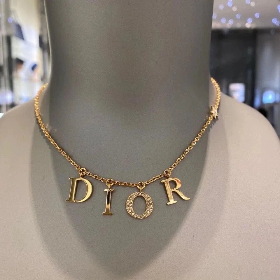 Dior Gold Chain Necklace with Letter Charms