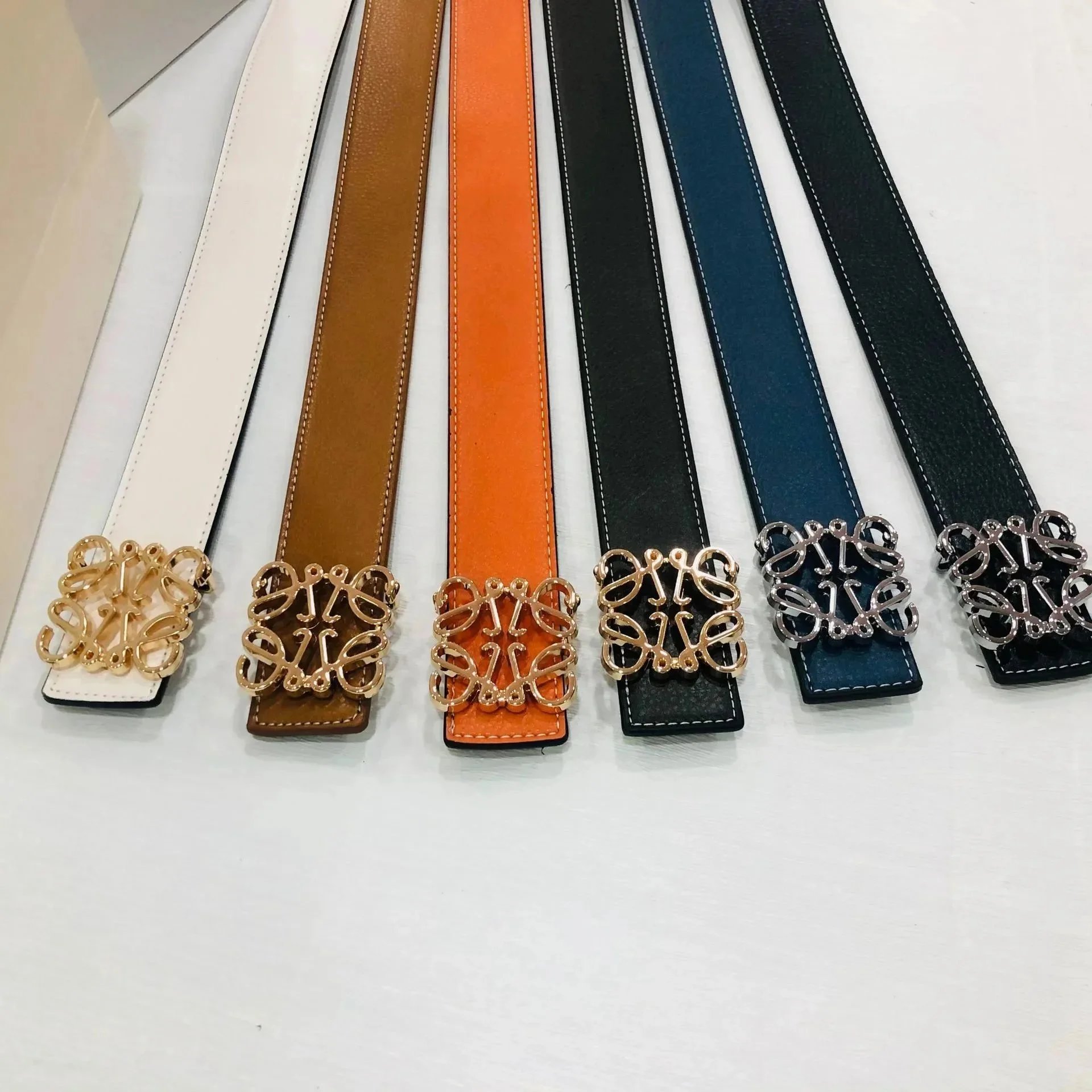 Loro Piana Leather Belt with Signature Logo Buckle in Multiple Colors