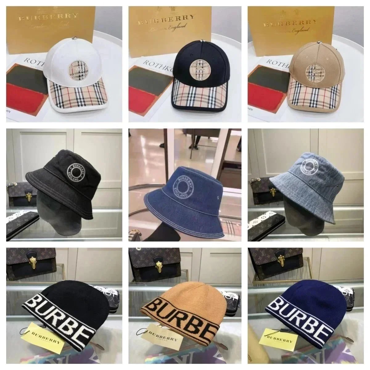 Burberry Caps and Beanies - Classic Check and Logo Design