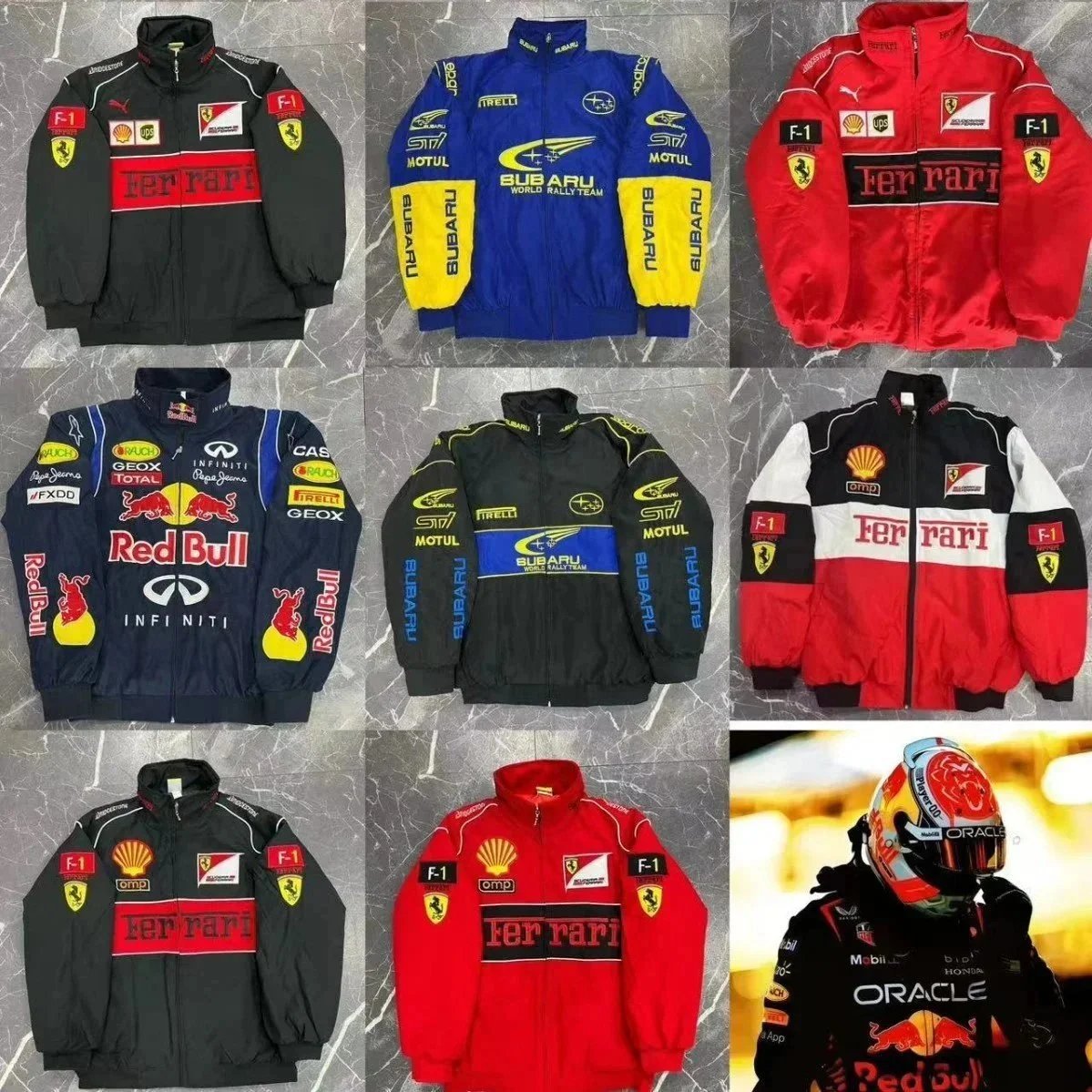 Official F1 Racing Team Jackets for Men Ferrari Red Bull Subaru
