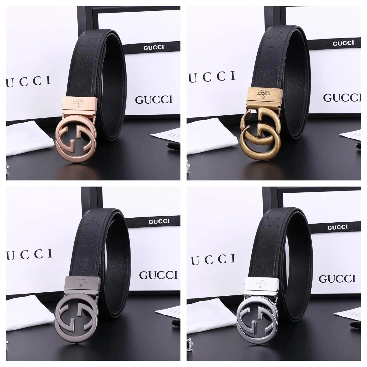 Gucci Double G Logo Leather Belt for Men and Women