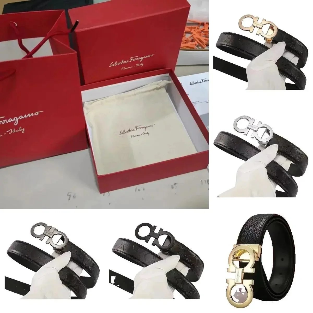 Salvatore Ferragamo Gancini Leather Belt for Men and Women