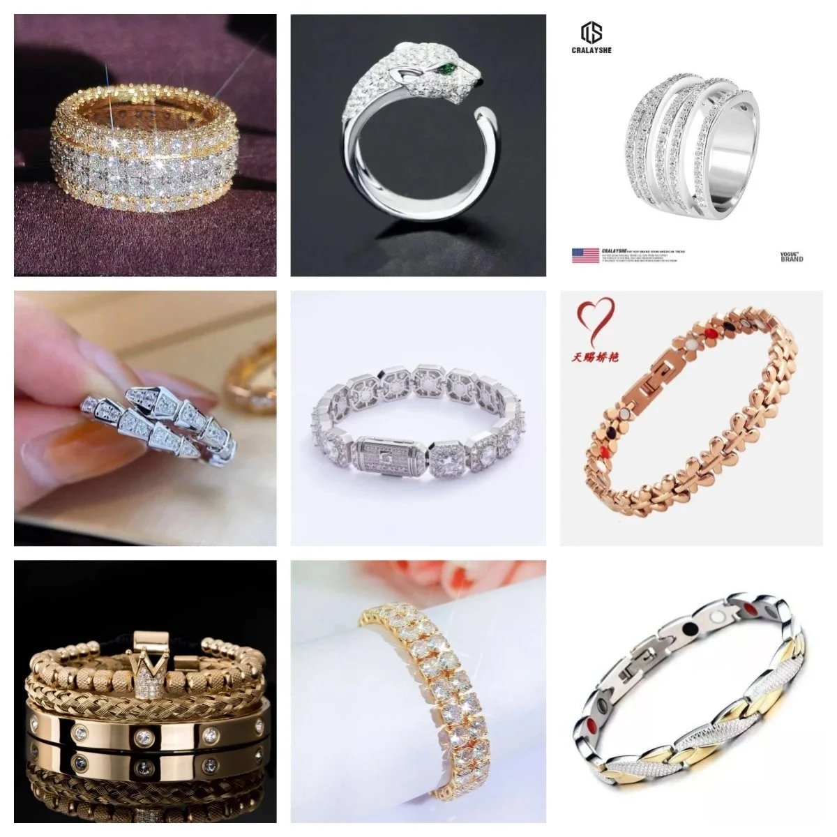 Luxury Diamond Rings and Bracelets for Men and Women