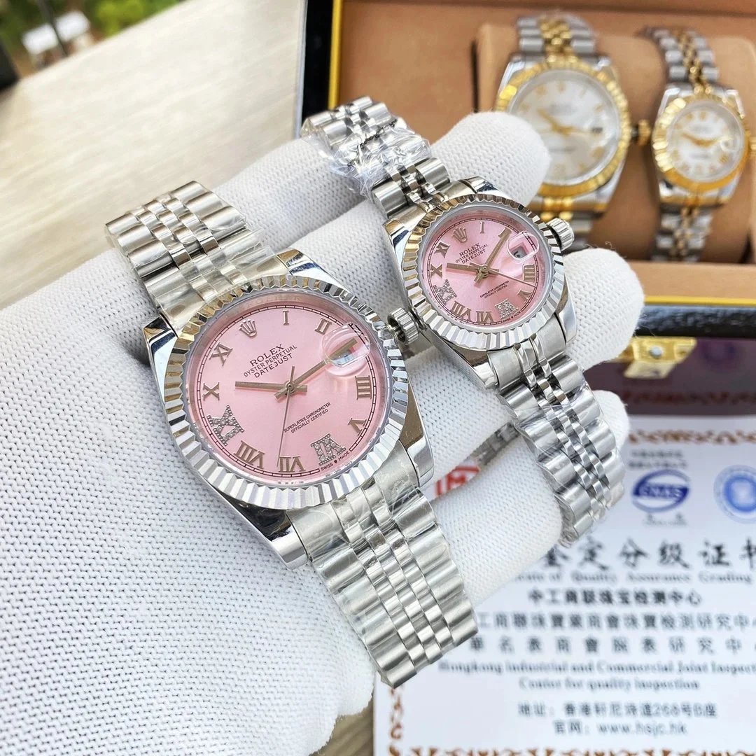 Rolex Datejust Pink Dial Stainless Steel Watch for Women