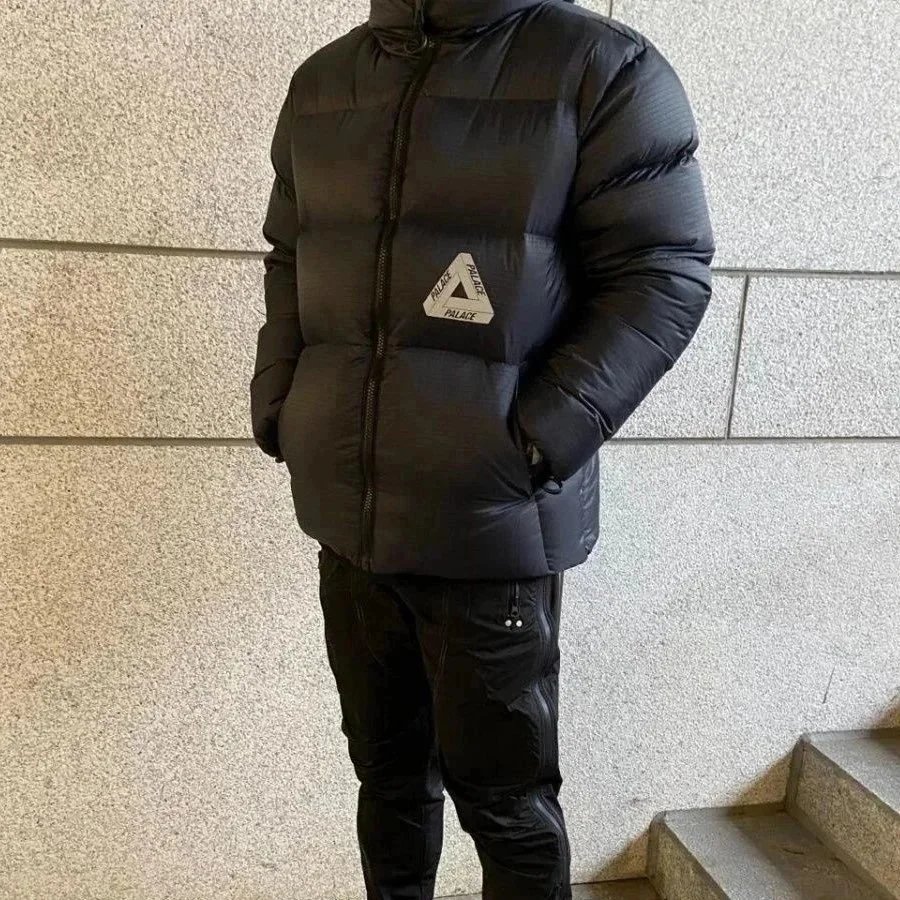 PALACE Black Puffer Jacket Men's Winter Warm Coat