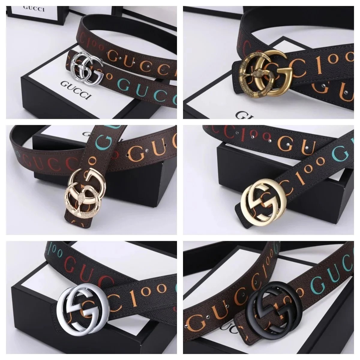 Gucci Logo Belt with Interlocking G Buckle in Multiple Colors