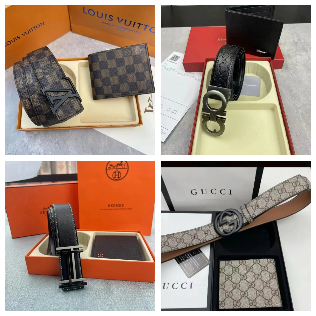 Luxury Designer Belt and Wallet Set for Men - LV Monogram Canvas