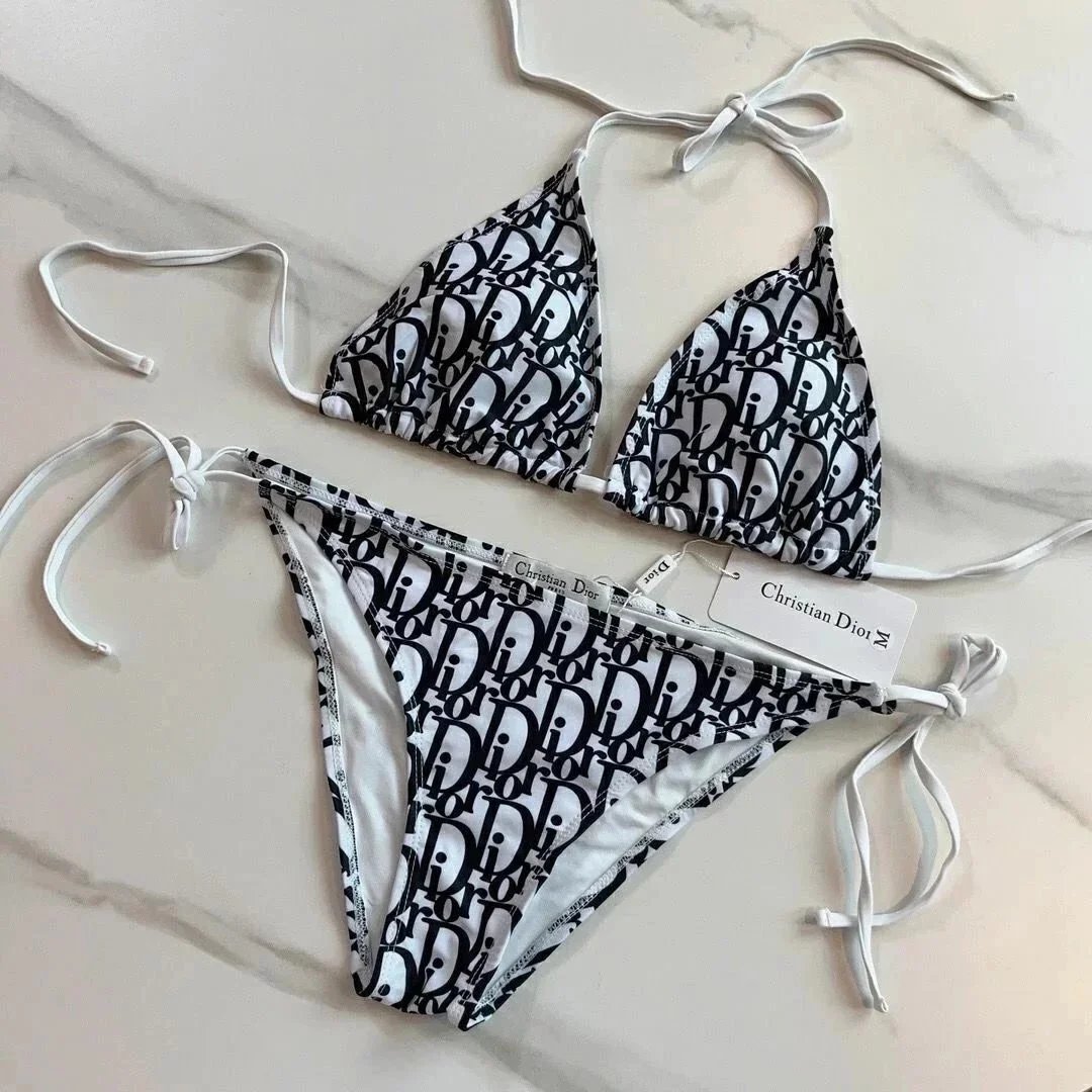 Christian Dior Monogram Print Bikini Set Women's Swimwear
