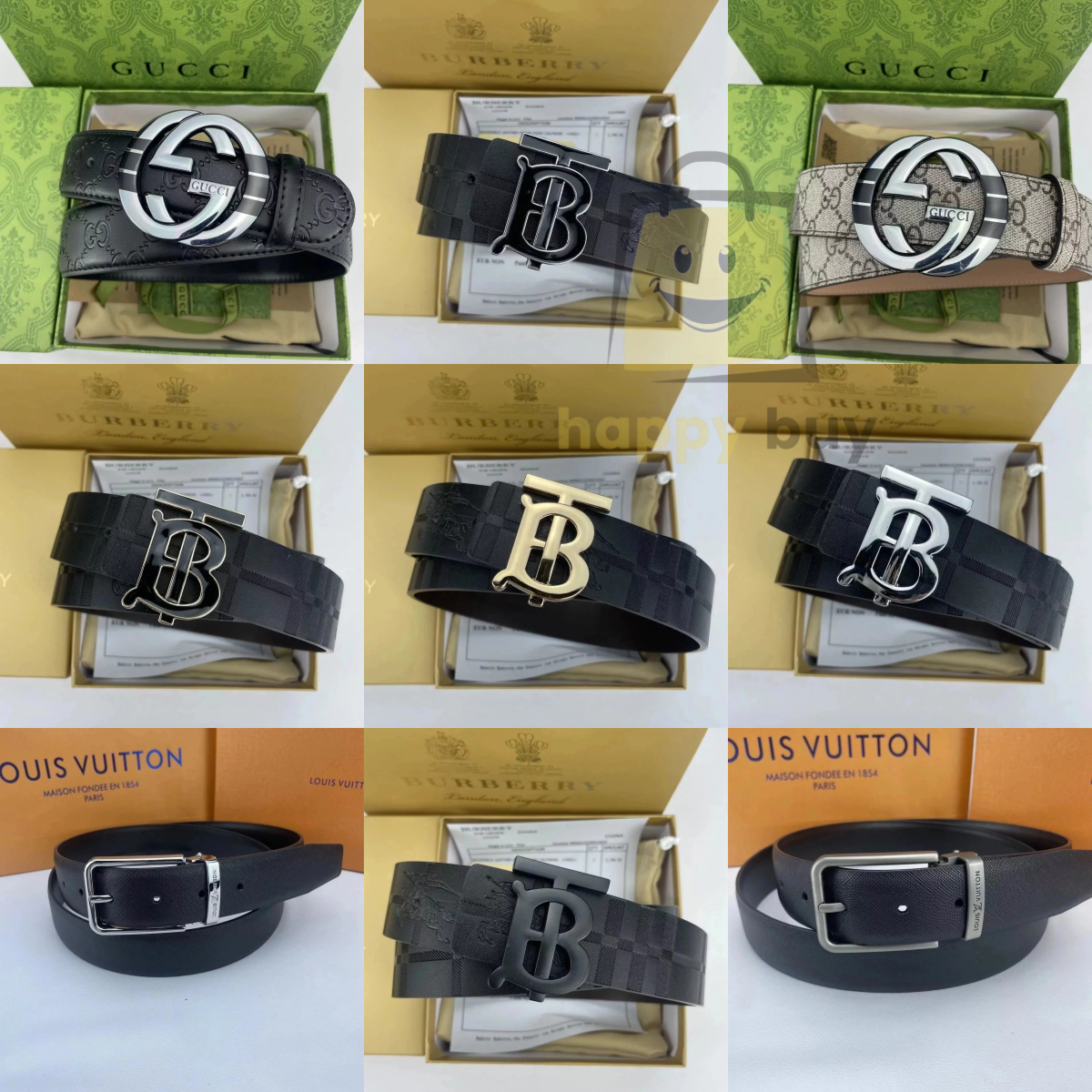 Luxury Designer Leather Belts from Gucci, Burberry, and Louis Vuitton