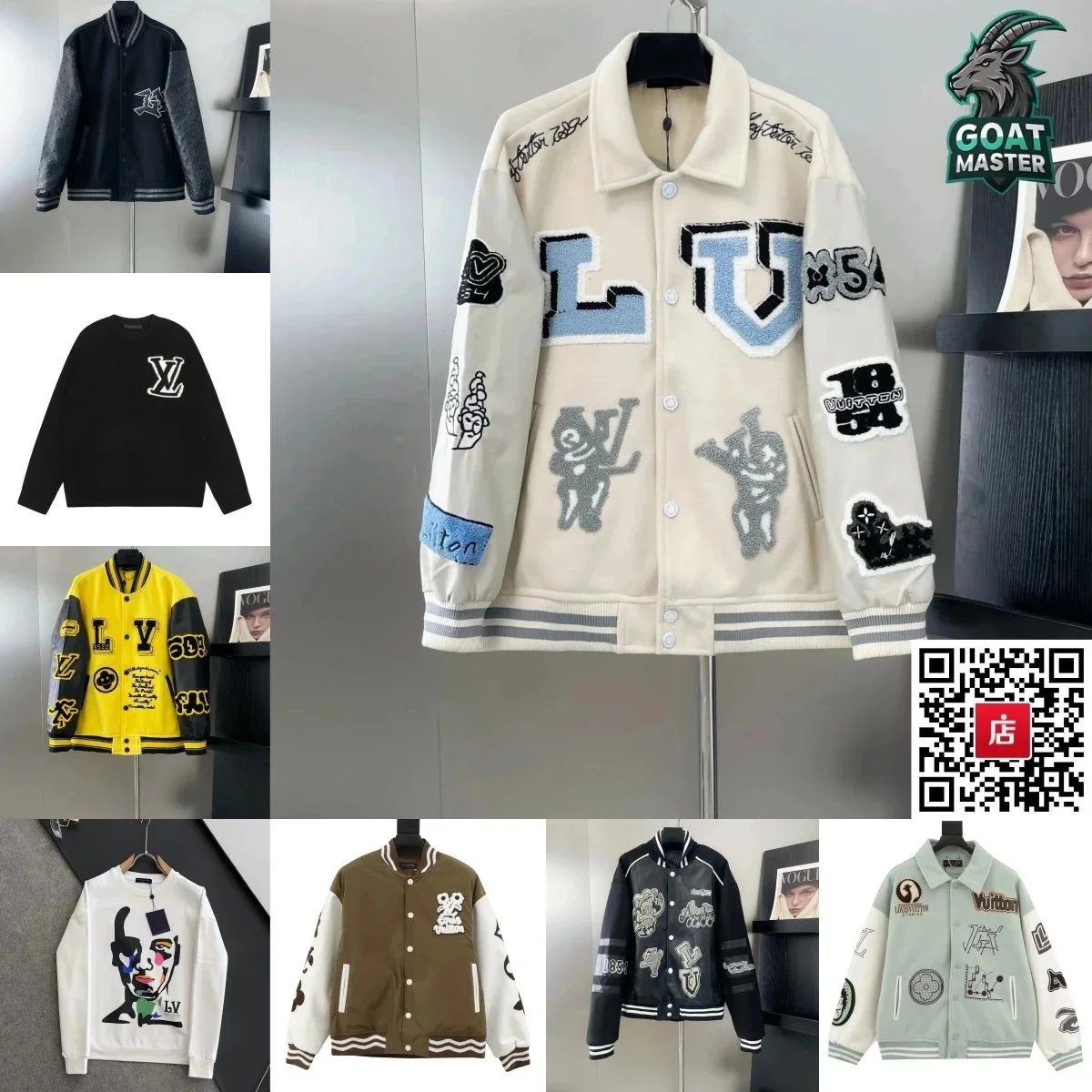 LV Inspired Letter Jacket Men's Fashion Bomber Coat Streetwear
