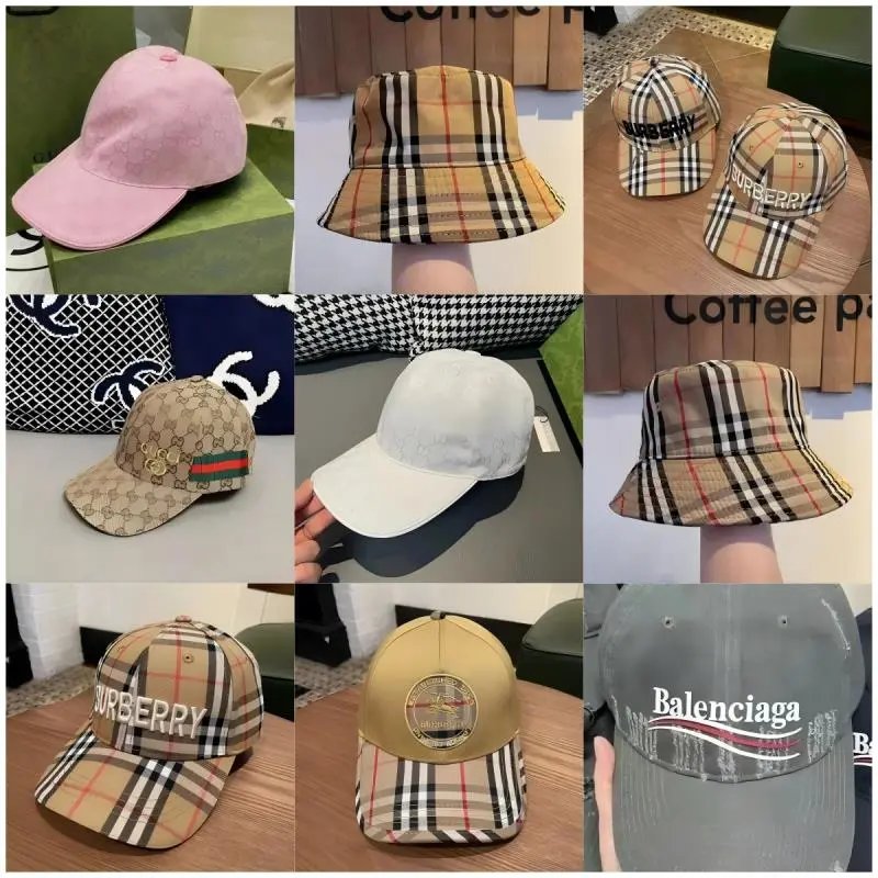 Burberry Plaid Bucket Hat and Baseball Cap Collection