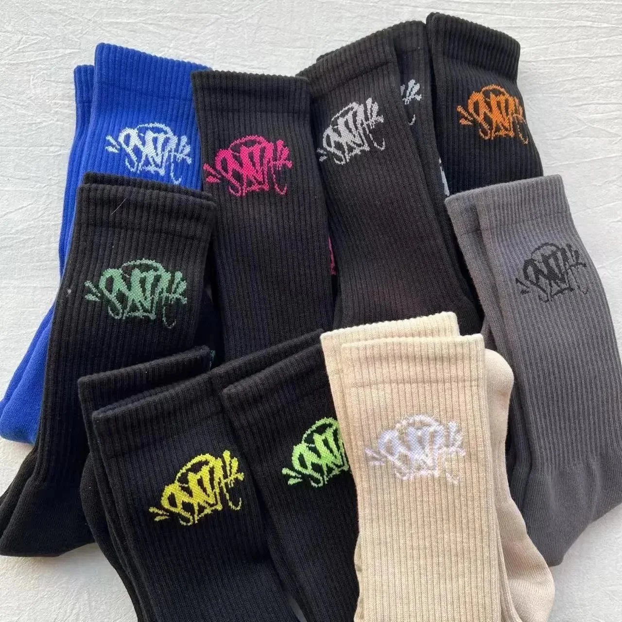 SNK Logo Crew Socks - Fashionable Streetwear Socks for Men and Women