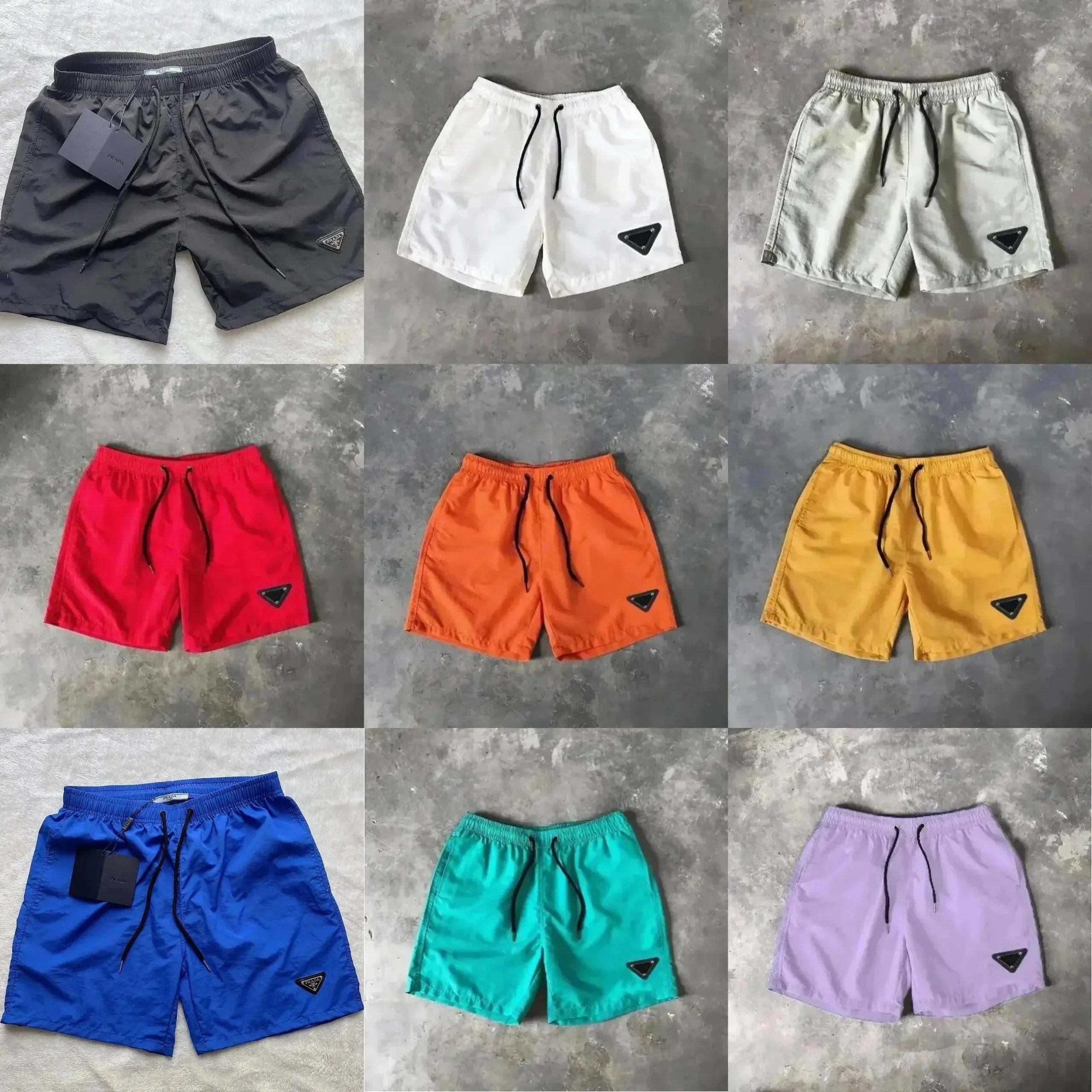 PRADA Men's Colorful Swim Shorts with Logo Patch