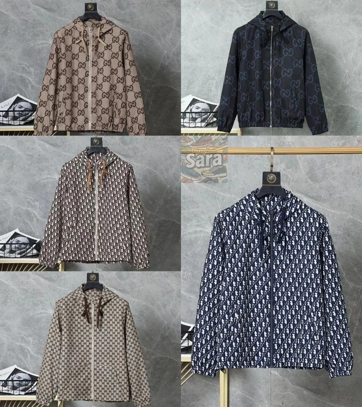 Gucci Monogram Print Hooded Windbreaker Jacket for Men