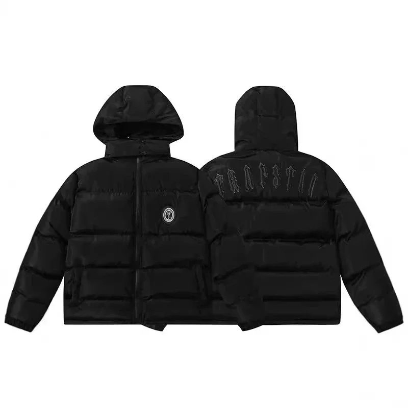 TRAPSTAR Black Hooded Puffer Jacket Men Winter Warm Coat