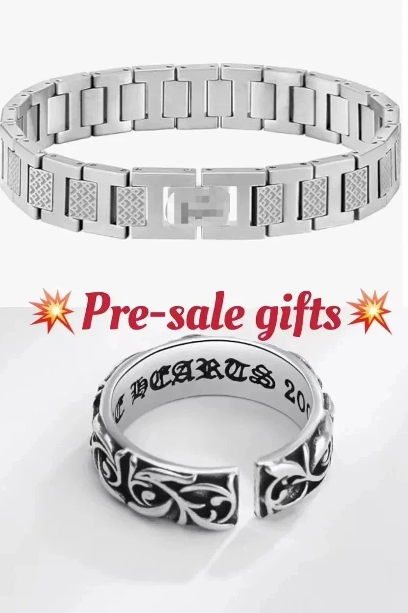Stainless Steel Bracelet and Engraved Ring Set Pre-sale Gifts
