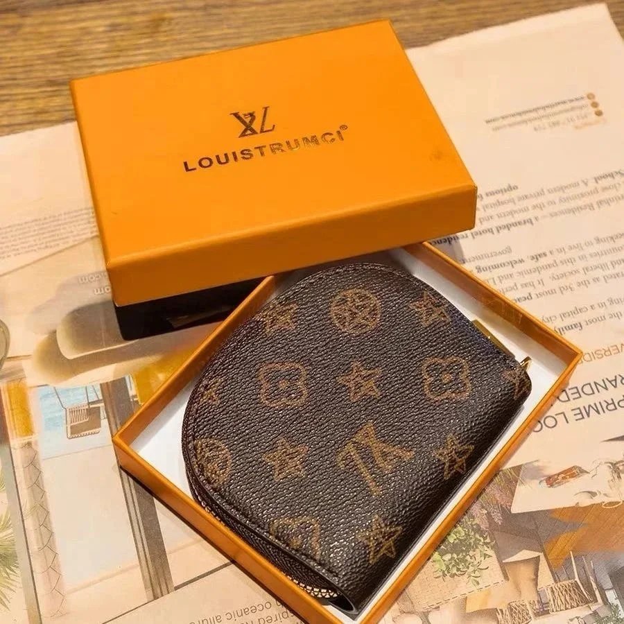 LOUISTRUMCI Monogram Canvas Round Zip Wallet for Women and Men
