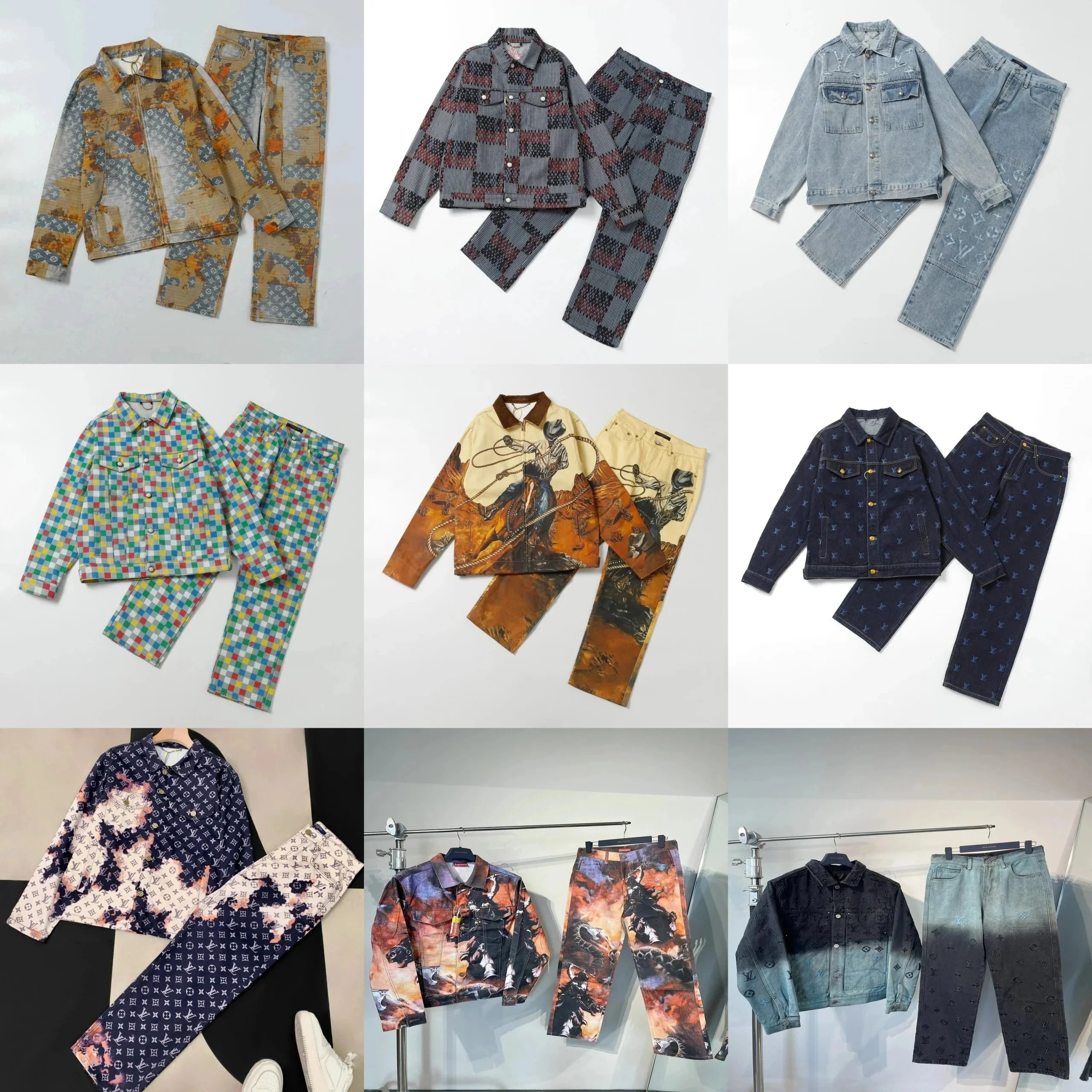 Louis Vuitton Monogram Denim Jacket and Pants Set