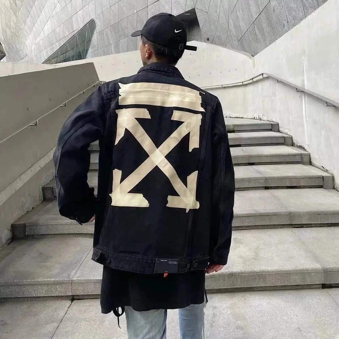 Off-White Denim Jacket with Arrows Logo Men's Streetwear