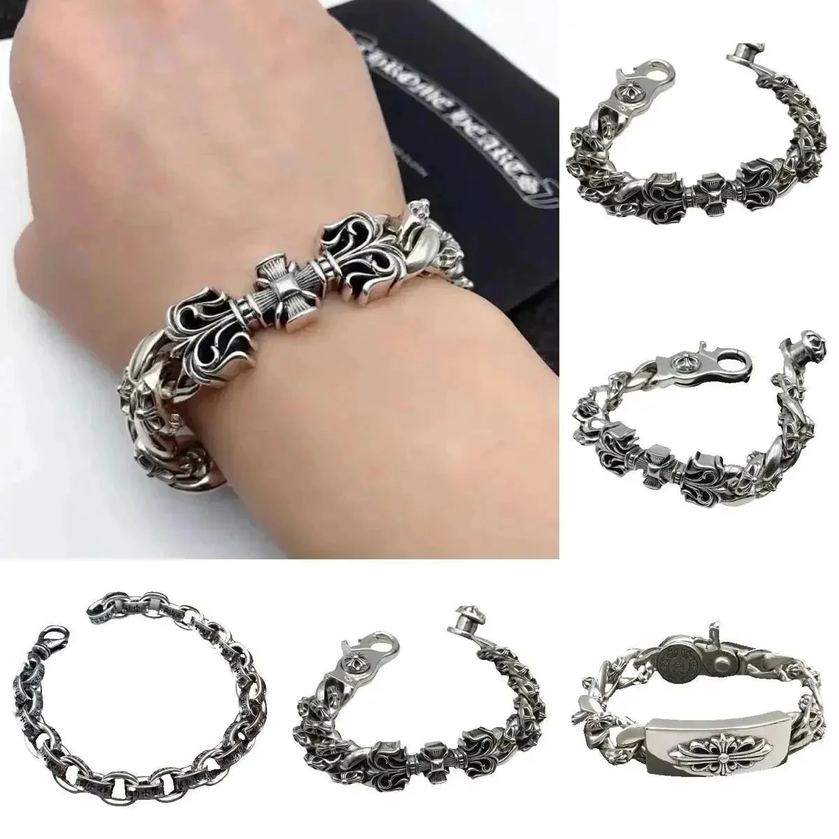 Chrome Hearts Men's Stainless Steel Cross Bracelet